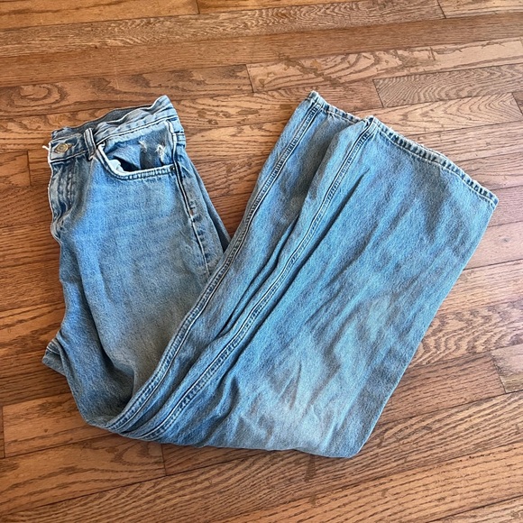 Topshop Sky Blue Wide Leg Jeans - Picture 2 of 3